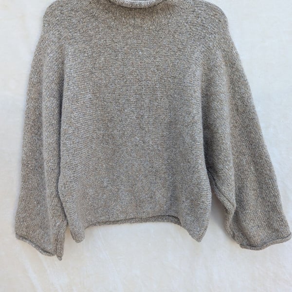 William Rast Women's Mock Neck Batwing Sleeve Knit Sweater Beige Size L