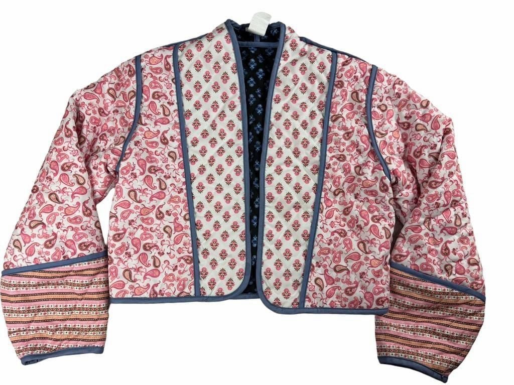 SHEIN Women's Reversible Floral Paisley Print Quilted Crop Jacket 2