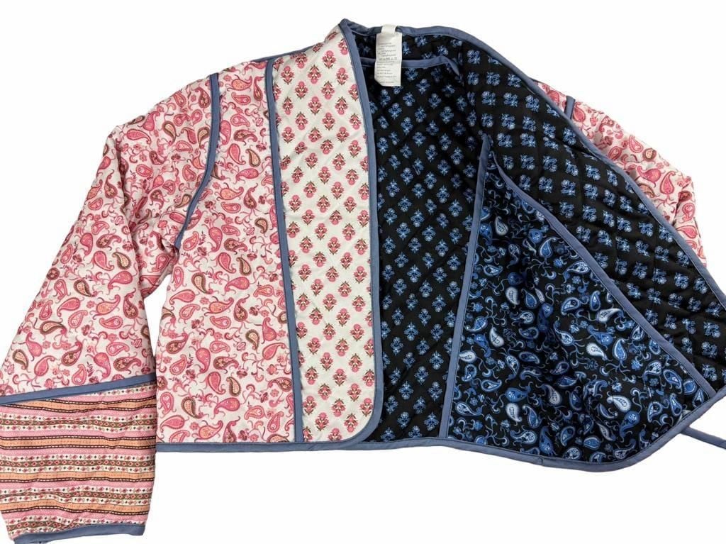 SHEIN Women's Reversible Floral Paisley Print Quilted Crop Jacket 3