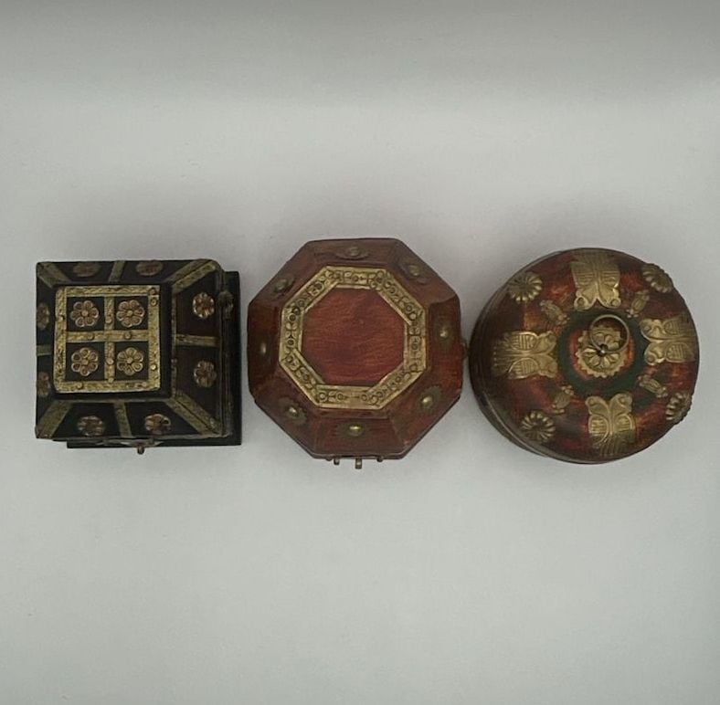 Vintage Wooden Trinket and Jewelry Boxes Set of 3 2