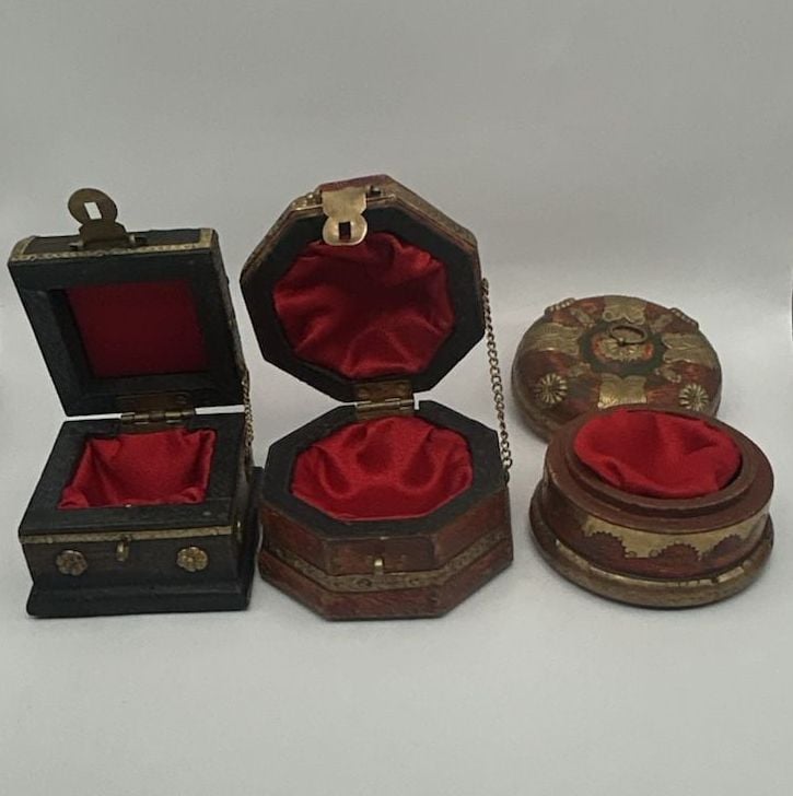 Vintage Wooden Trinket and Jewelry Boxes Set of 3 4