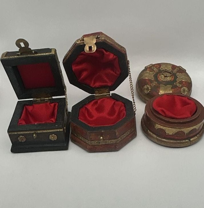 Vintage Wooden Trinket and Jewelry Boxes Set of 3 3
