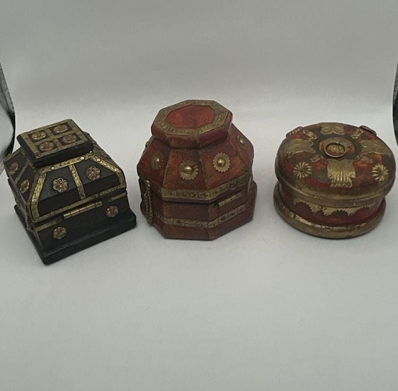 Vintage Wooden Trinket and Jewelry Boxes Set of 3 5