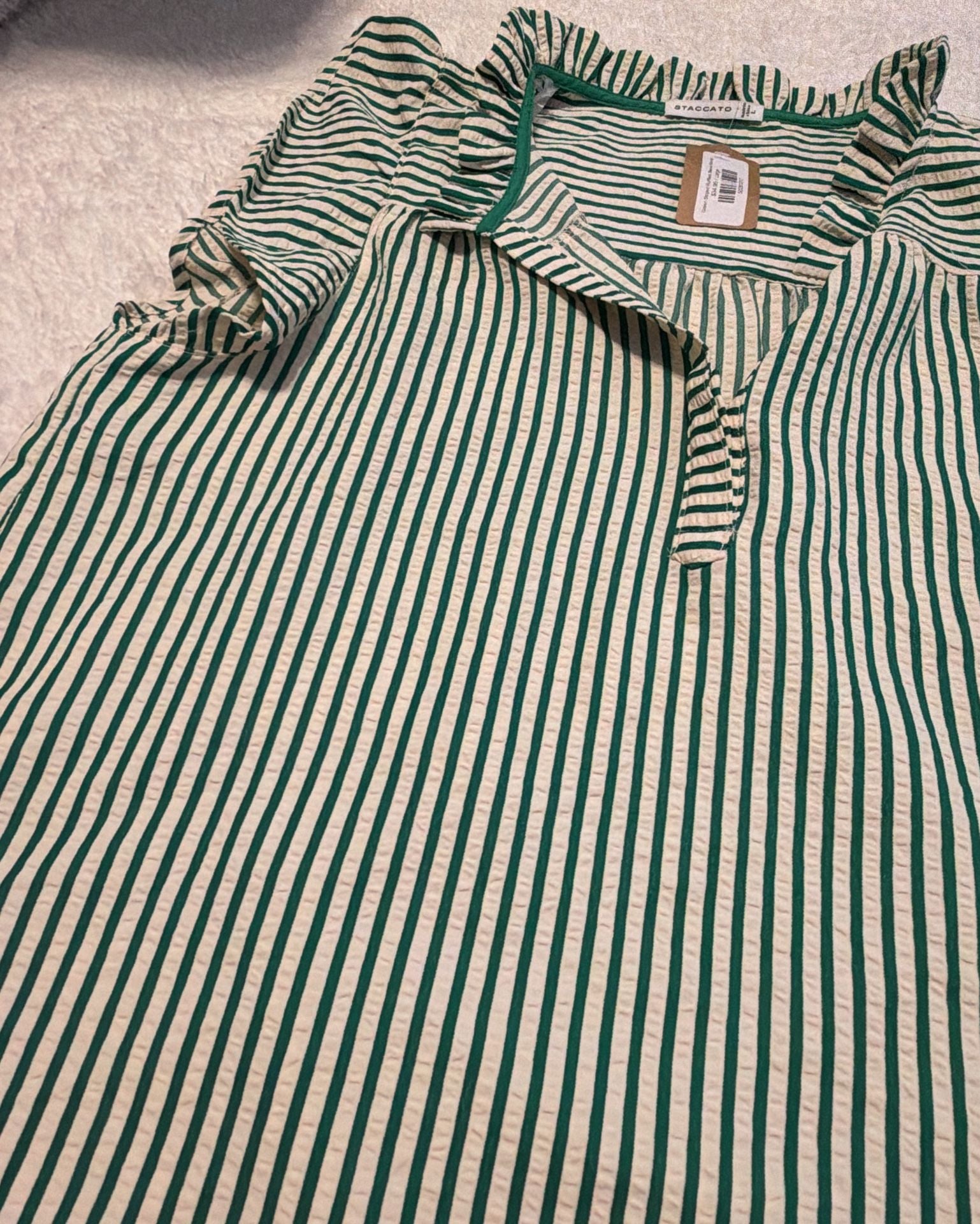 Staccato Green Striped Ruffled Sleeve Blouse 5