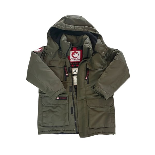 Canada Weather Gear Boys Classic Insulated Parka Jacket Olive Size 8