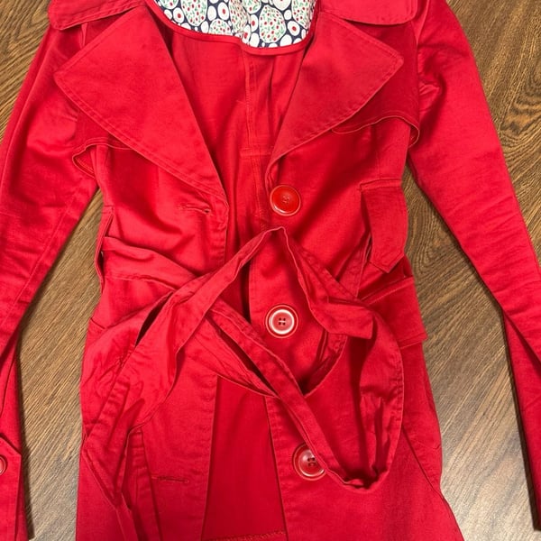 Charlotte Russe Red Trench Coat with Belt 