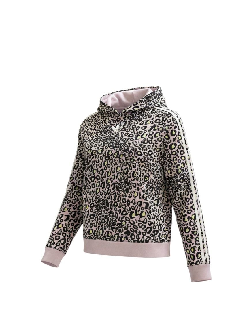 Adidas Originals All Over Leopard Print Trefoil Hoodie Kids Size Large 2