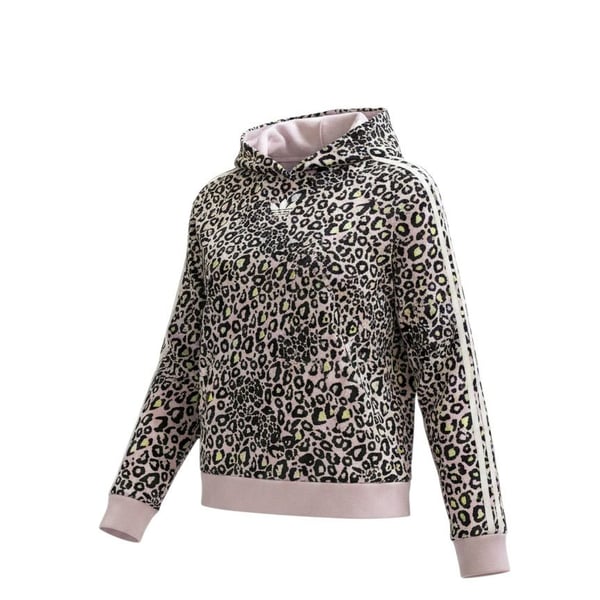 Adidas Originals All Over Leopard Print Trefoil Hoodie Kids Size Large