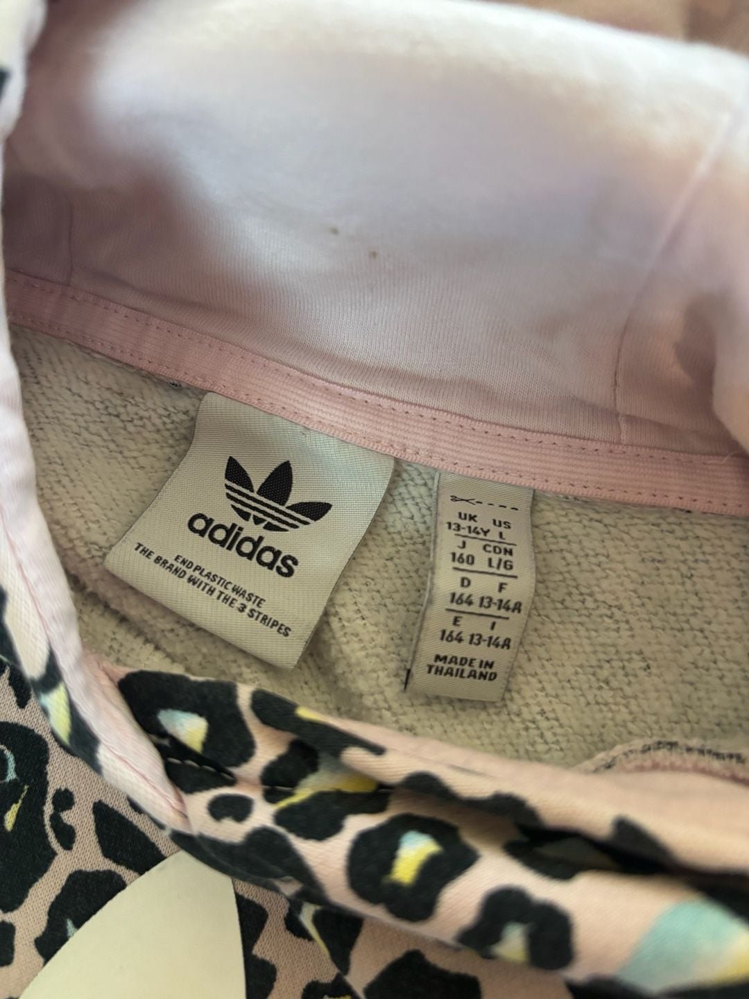 Adidas Originals All Over Leopard Print Trefoil Hoodie Kids Size Large 4