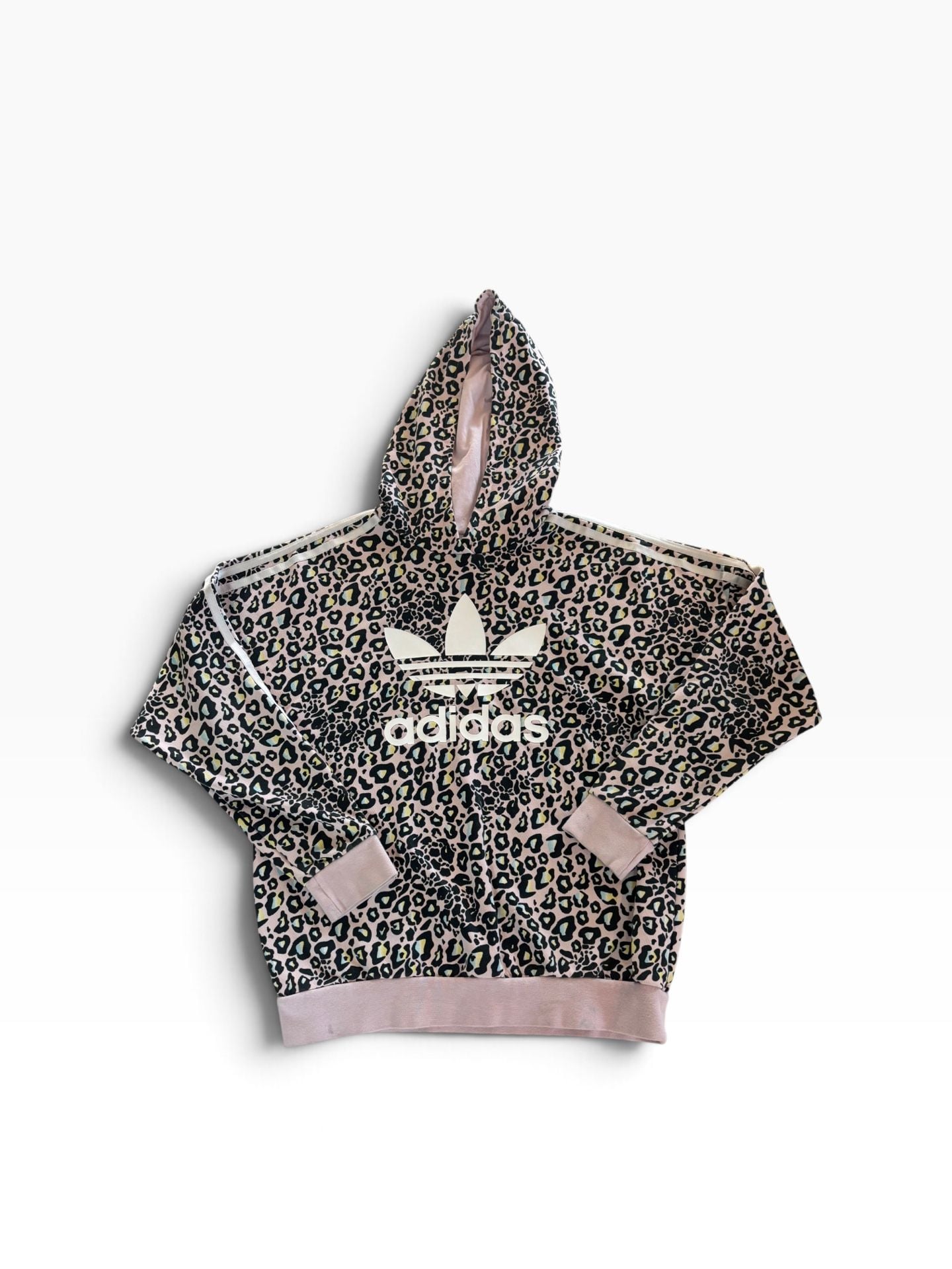 Adidas Originals All Over Leopard Print Trefoil Hoodie Kids Size Large 8