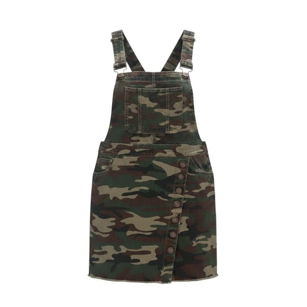 Forever 21 Camouflage Denim Overall Mini Skirt Dress