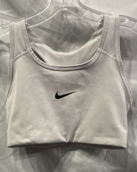 Nike Gray Dri-Fit Running Yoga Sports Bra Center Swoosh Activewear Size M 2