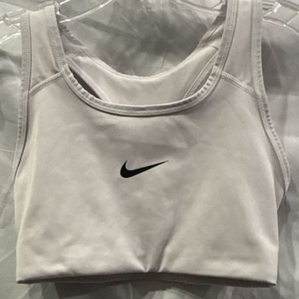 Nike Gray Dri-Fit Running Yoga Sports Bra Center Swoosh Activewear Size M