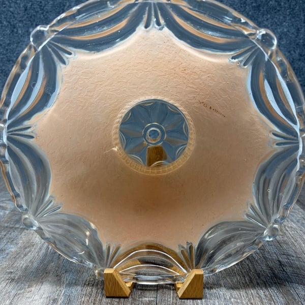 Vintage Art Deco Pink Satin Glass Ceiling Light Shade scalloped edge 1930’s Nice