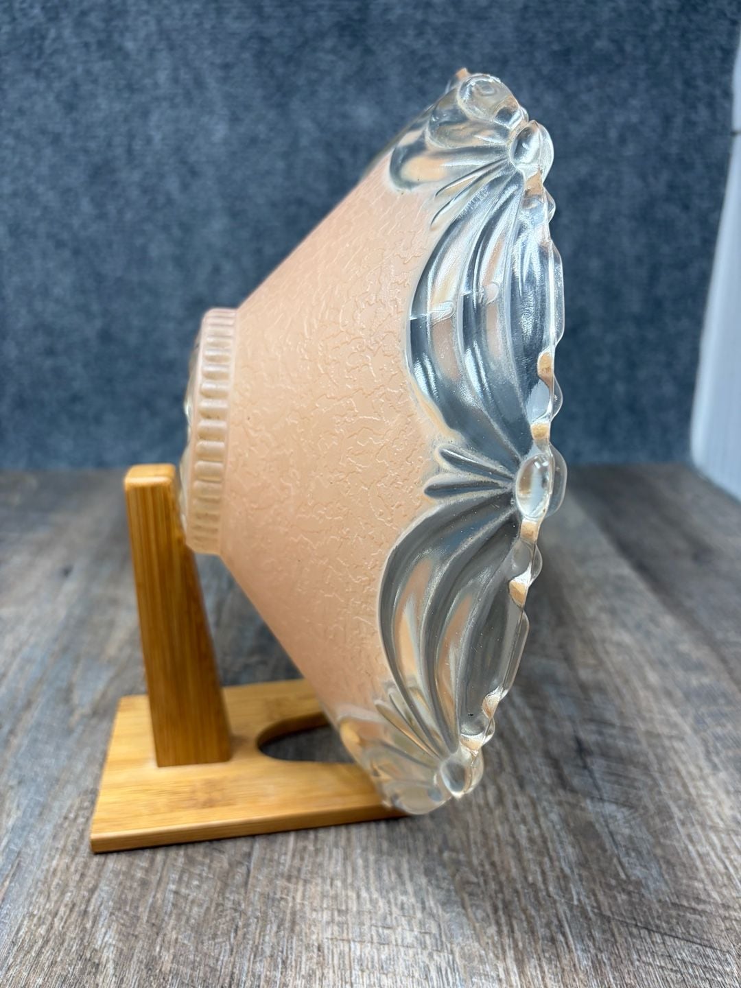 Vintage Art Deco Pink Satin Glass Ceiling Light Shade scalloped edge 1930’s Nice 2