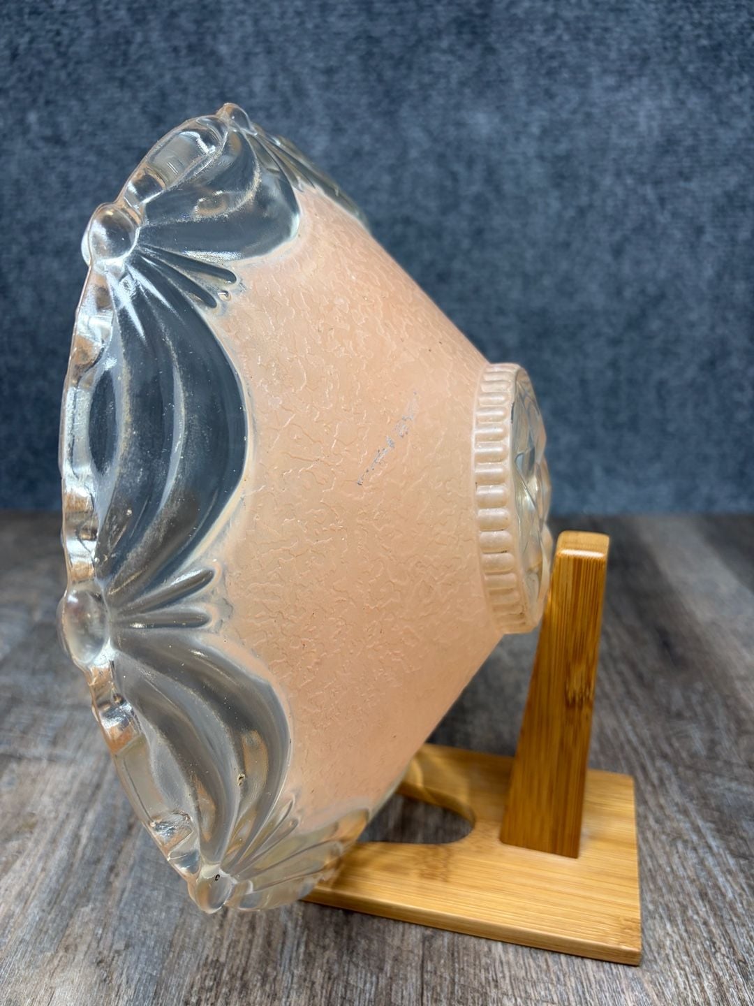 Vintage Art Deco Pink Satin Glass Ceiling Light Shade scalloped edge 1930’s Nice 4