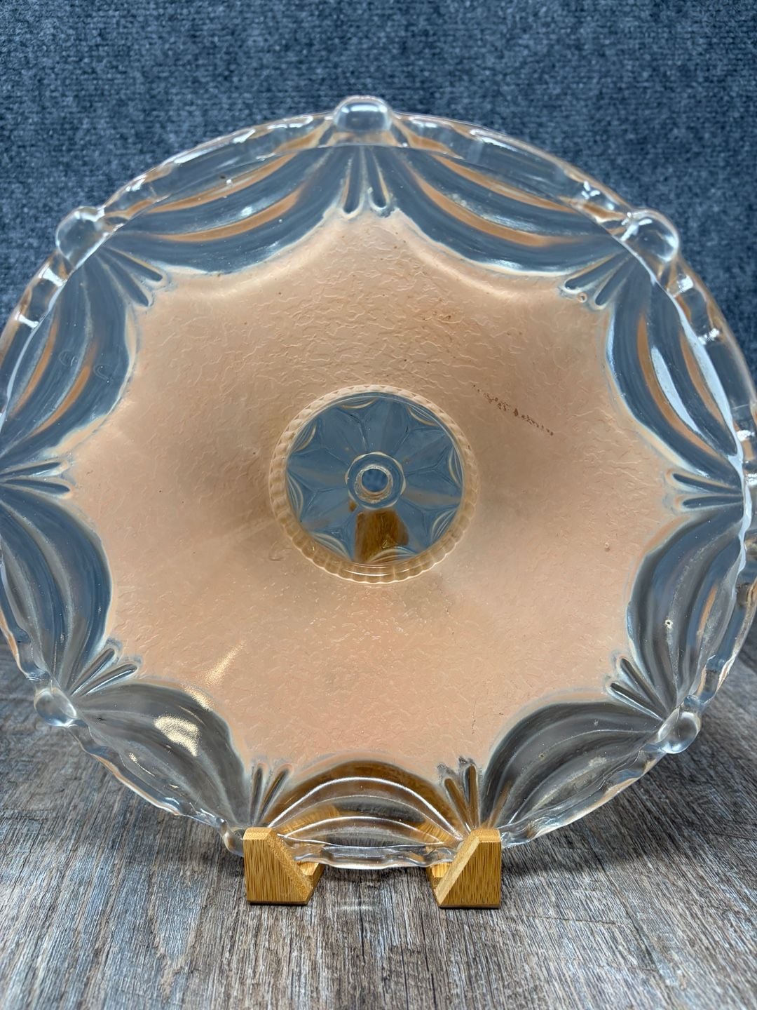 Vintage Art Deco Pink Satin Glass Ceiling Light Shade scalloped edge 1930’s Nice 8