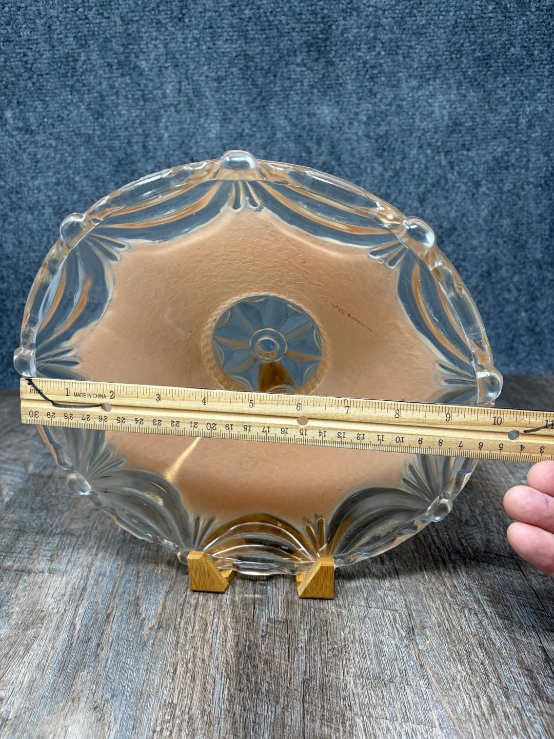 Vintage Art Deco Pink Satin Glass Ceiling Light Shade scalloped edge 1930’s Nice 9