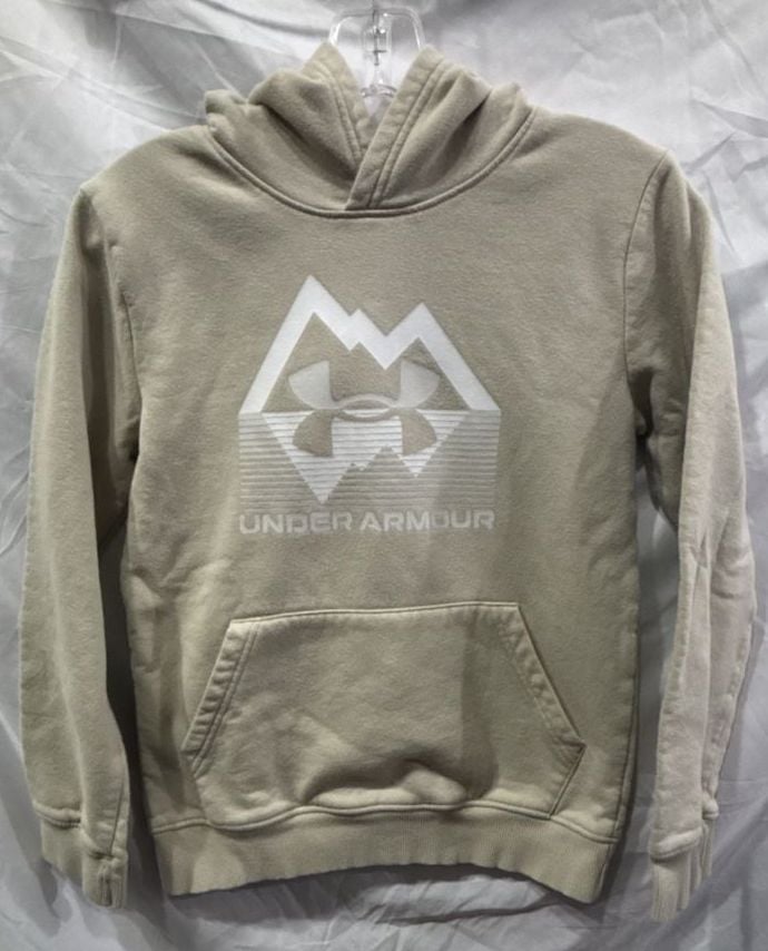 Under Armour Mountain Graphic Hoodie Sweatshirt Beige Youth Size Medium 2