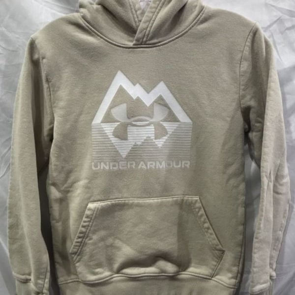 Under Armour Mountain Graphic Hoodie Sweatshirt Beige Youth Size Medium