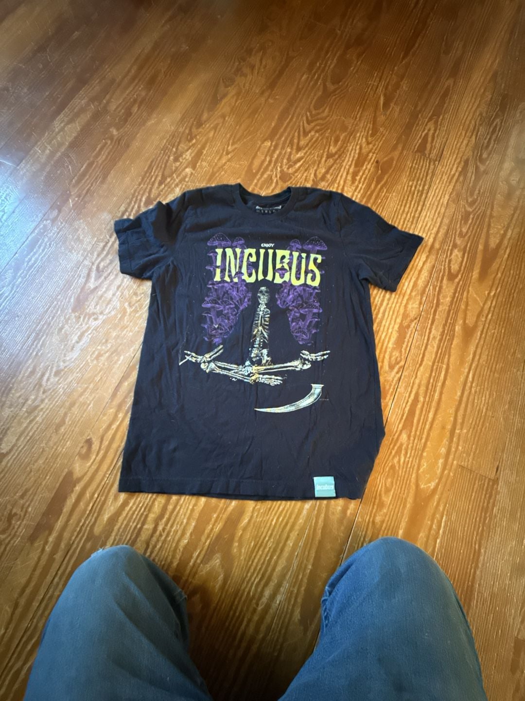 Incubus 2022 Tour T-Shirt Black Enjoy Incubus Skeleton Mushroom Graphic 2