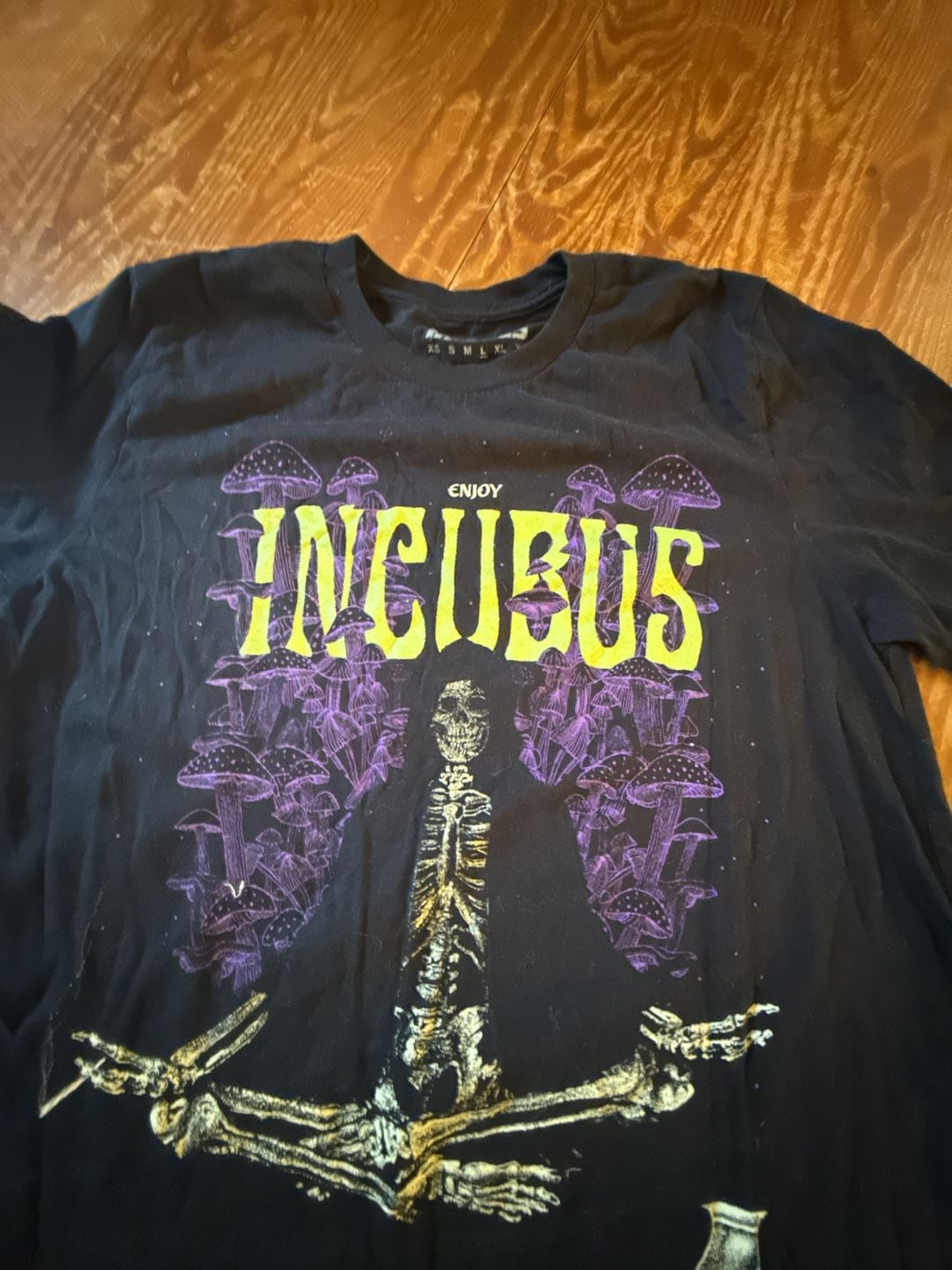Incubus 2022 Tour T-Shirt Black Enjoy Incubus Skeleton Mushroom Graphic 3