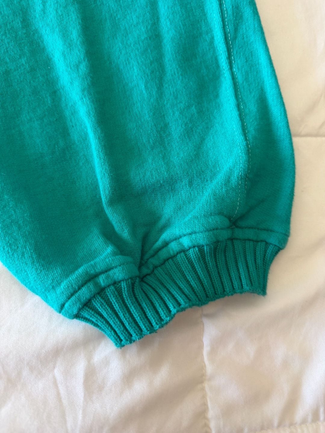 Daniel Caron Vintage Teal Green Cotton Mock Neck Sweater and Jogger Pants Set 7