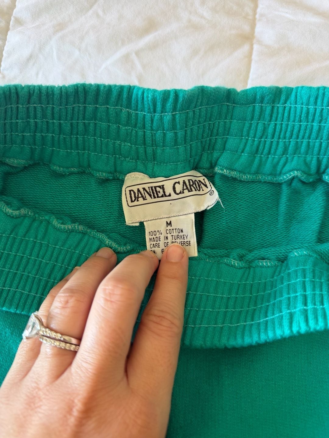 Daniel Caron Vintage Teal Green Cotton Mock Neck Sweater and Jogger Pants Set 8