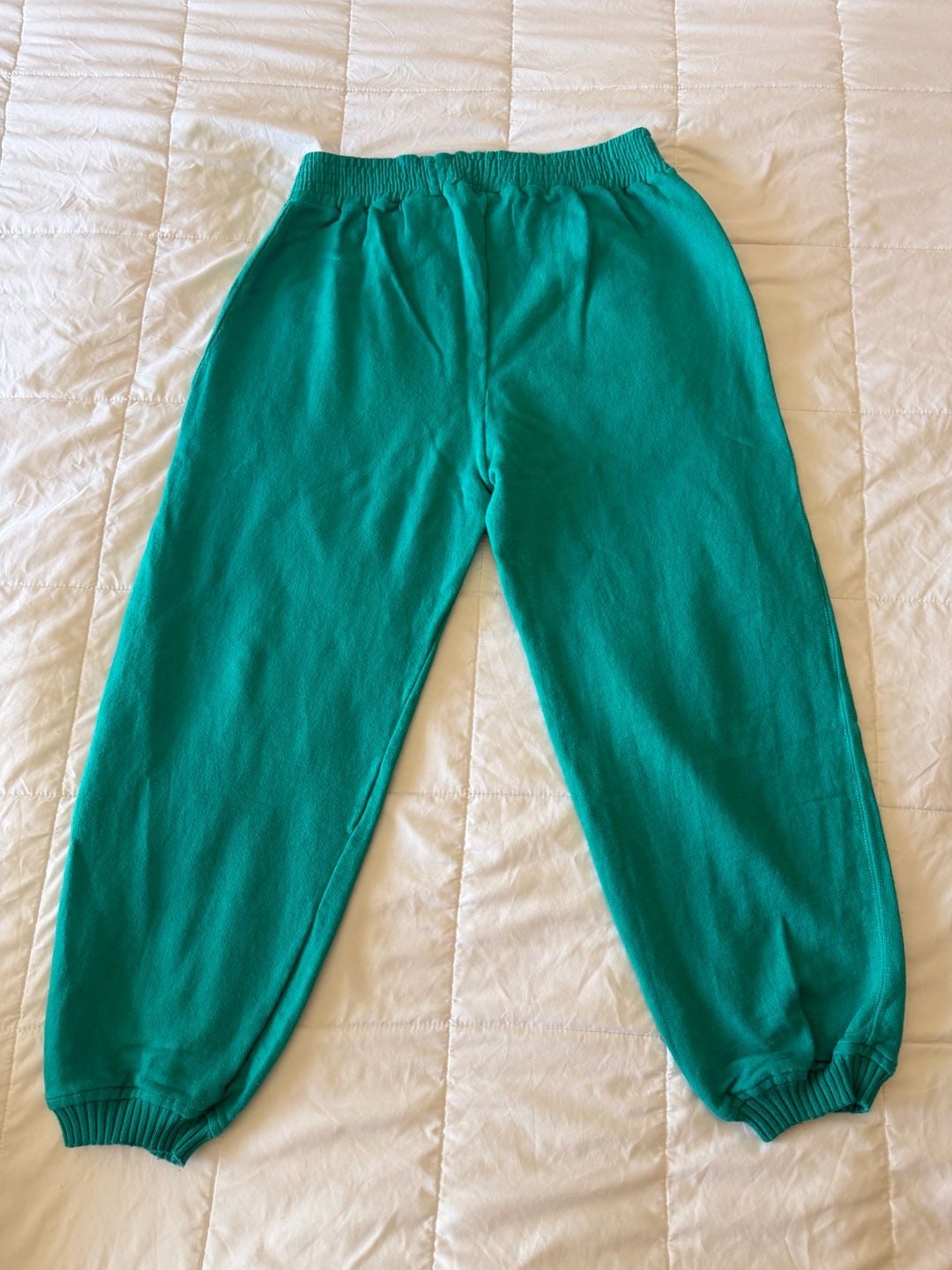 Daniel Caron Vintage Teal Green Cotton Mock Neck Sweater and Jogger Pants Set 9