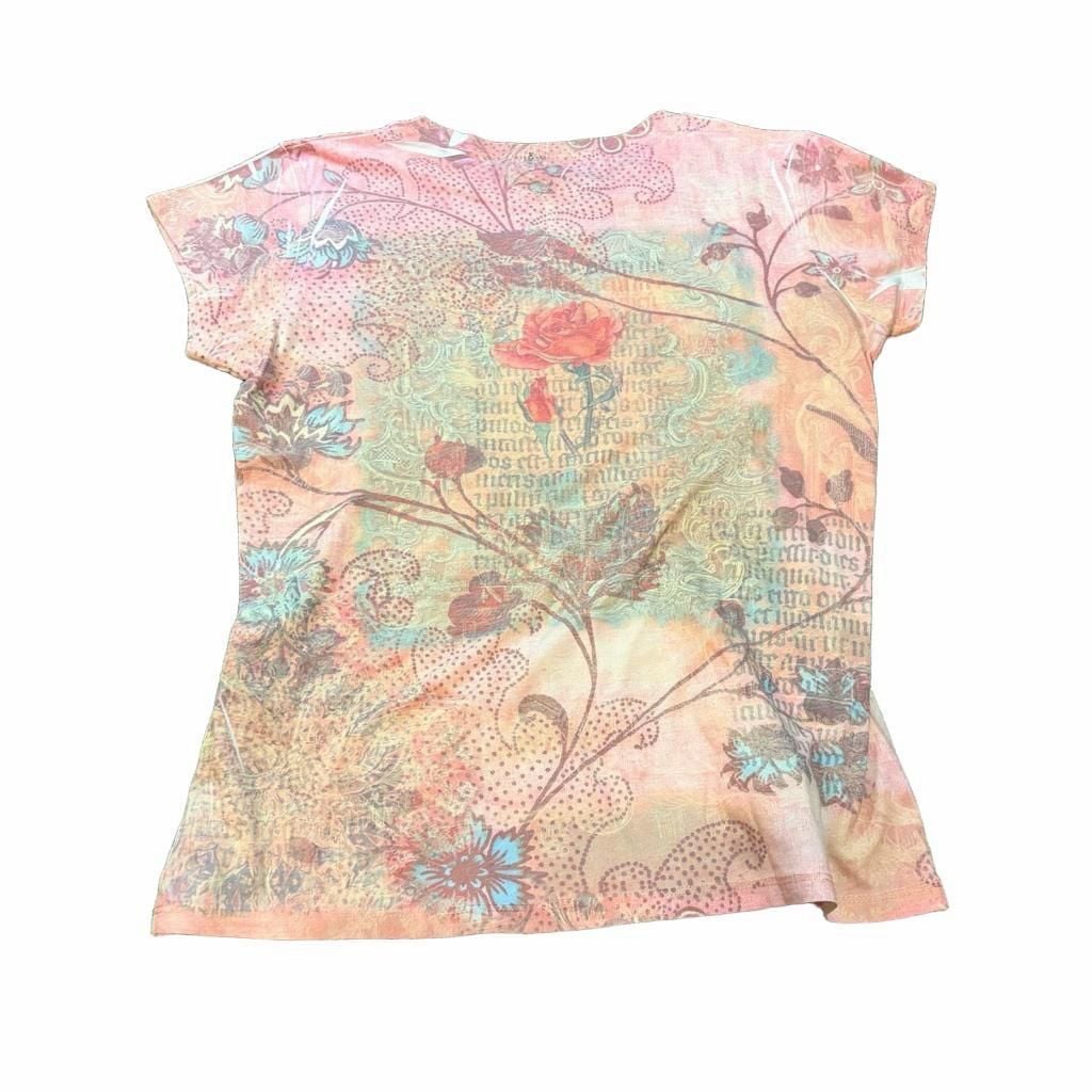 Vintage Fleur Collection Grandiose Overture Paris Pink Embellished Graphic T-Shirt 5
