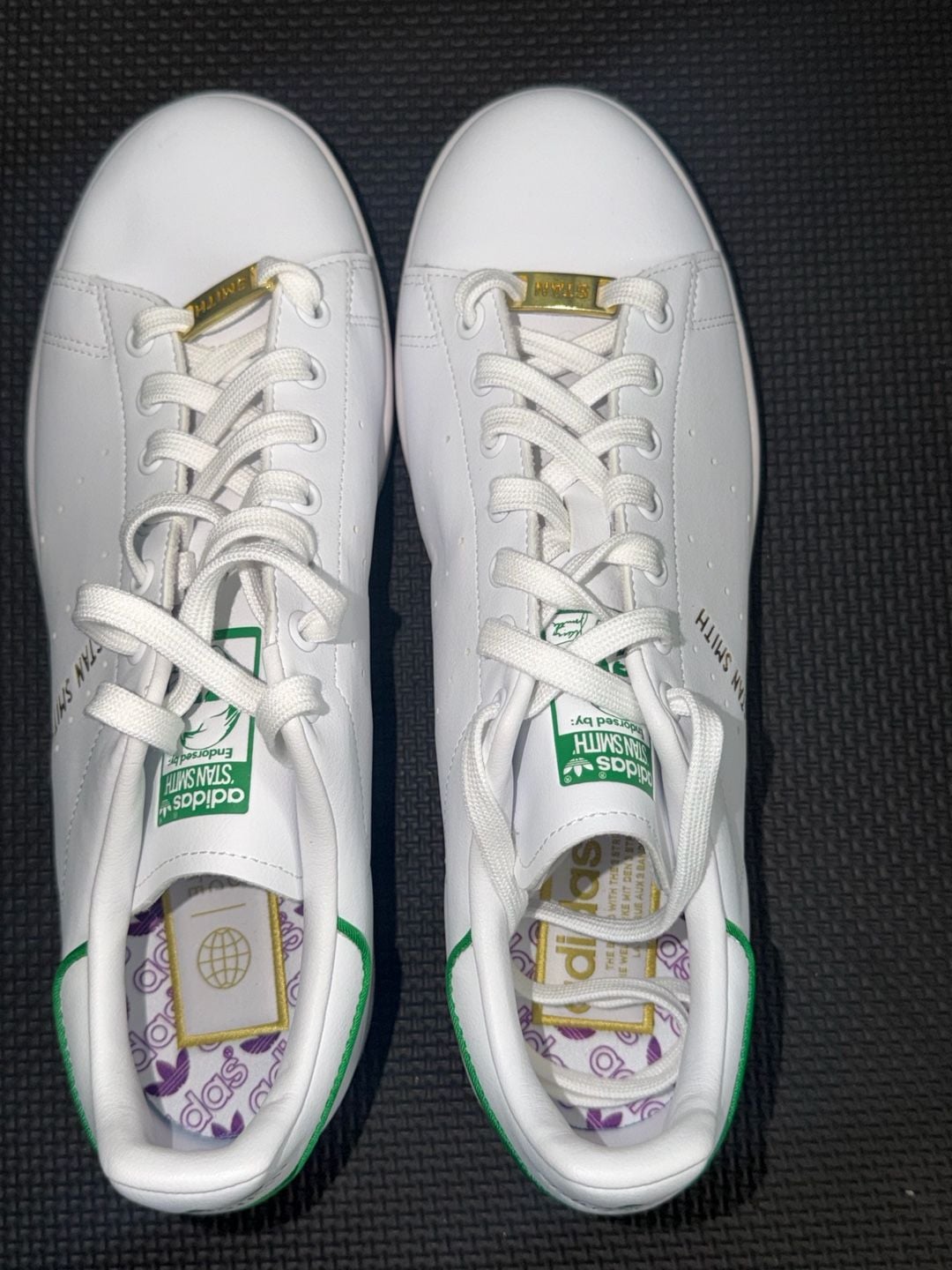 Adidas Originals Stan Smith Cloud White Green Active Purple Men's Shoes GW0490 Size 10.5 2