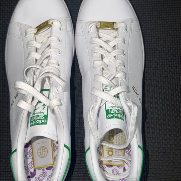 Adidas Originals Stan Smith Cloud White Green Active Purple Men's Shoes GW0490 Size 10.5
