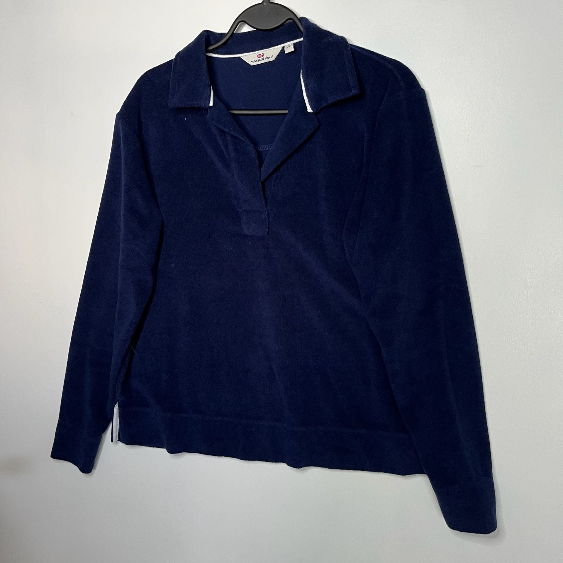 Vineyard Vines Terry Cloth Long Sleeve Polo Navy Blue Size XS 7