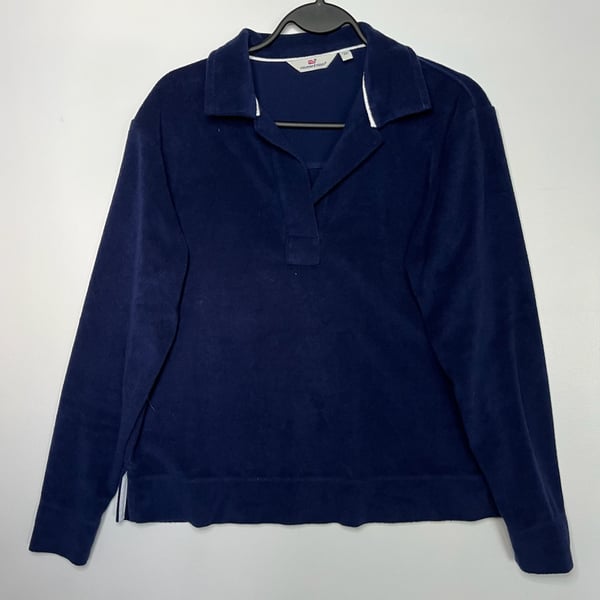 Vineyard Vines Terry Cloth Long Sleeve Polo Navy Blue Size XS