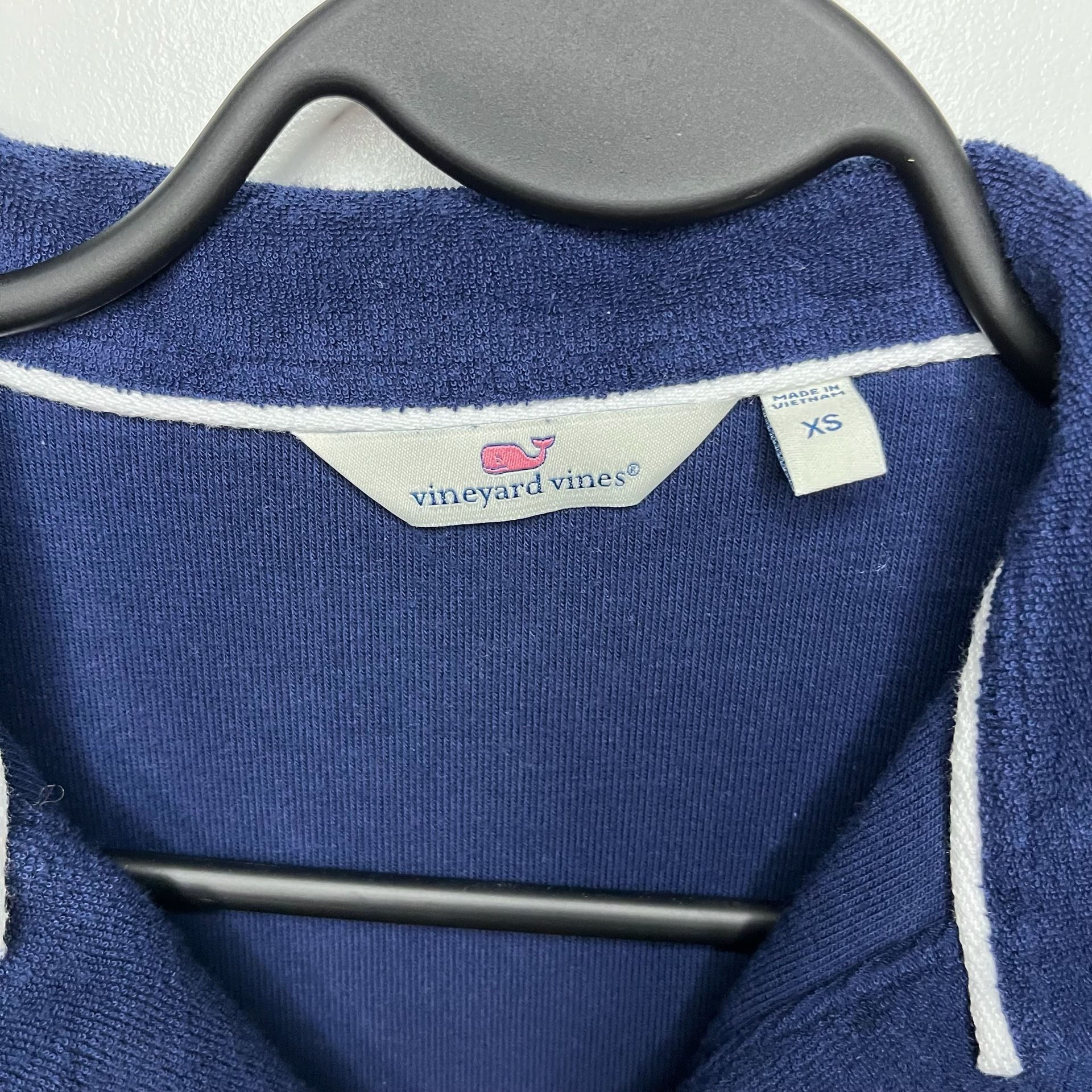 Vineyard Vines Terry Cloth Long Sleeve Polo Navy Blue Size XS 3