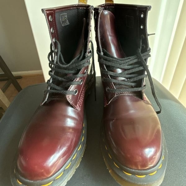 Dr. Martens Vegan 1460 Cambridge Brush Cherry Red Boots 24226 Size US 7