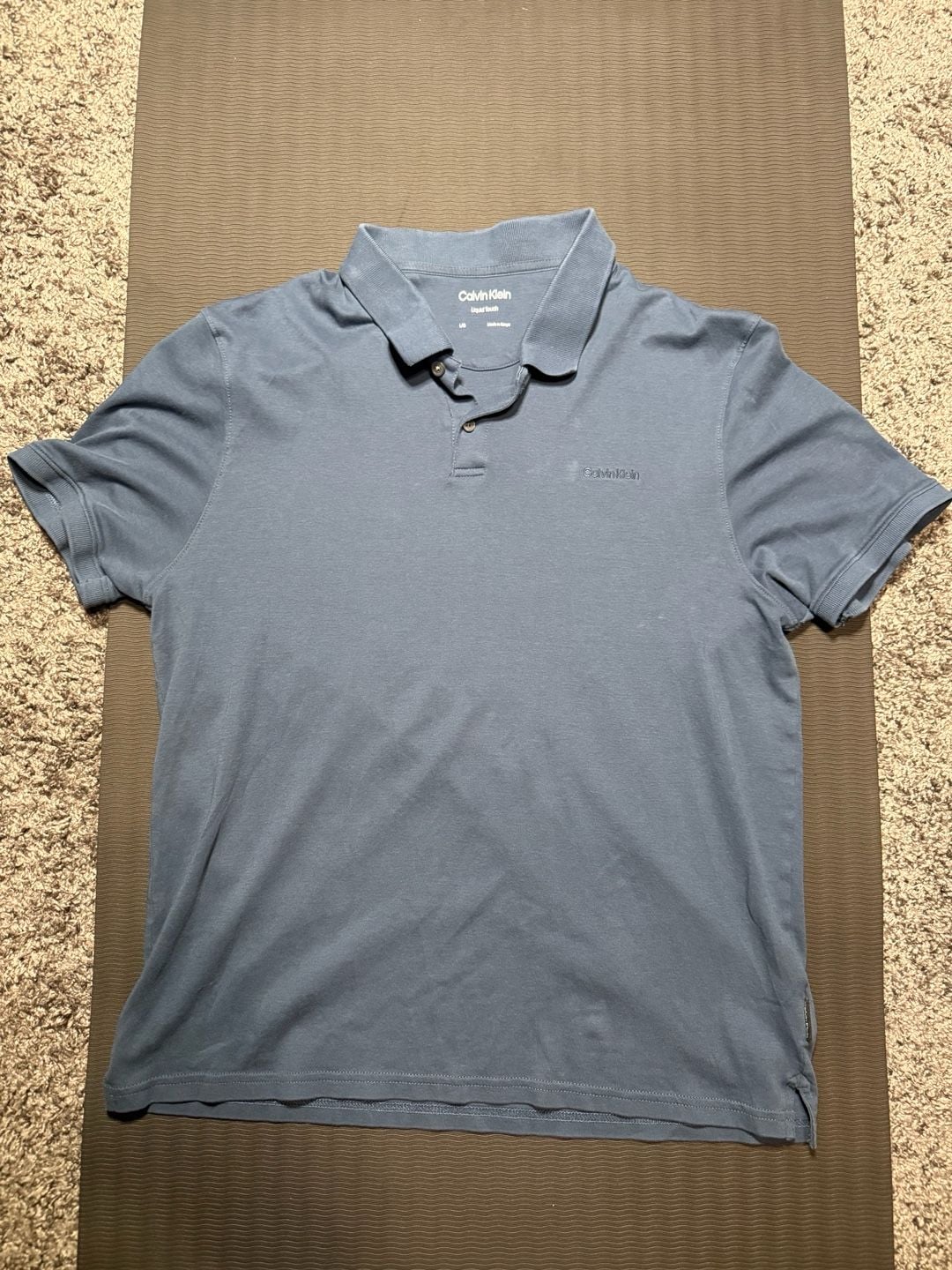 Calvin Klein Men's Liquid Touch Polo Shirt Blue Size Large 2