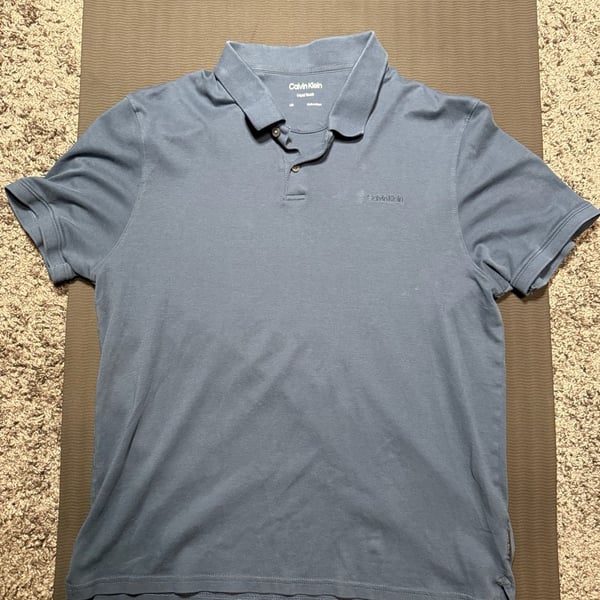 Calvin Klein Men's Liquid Touch Polo Shirt Blue Size Large