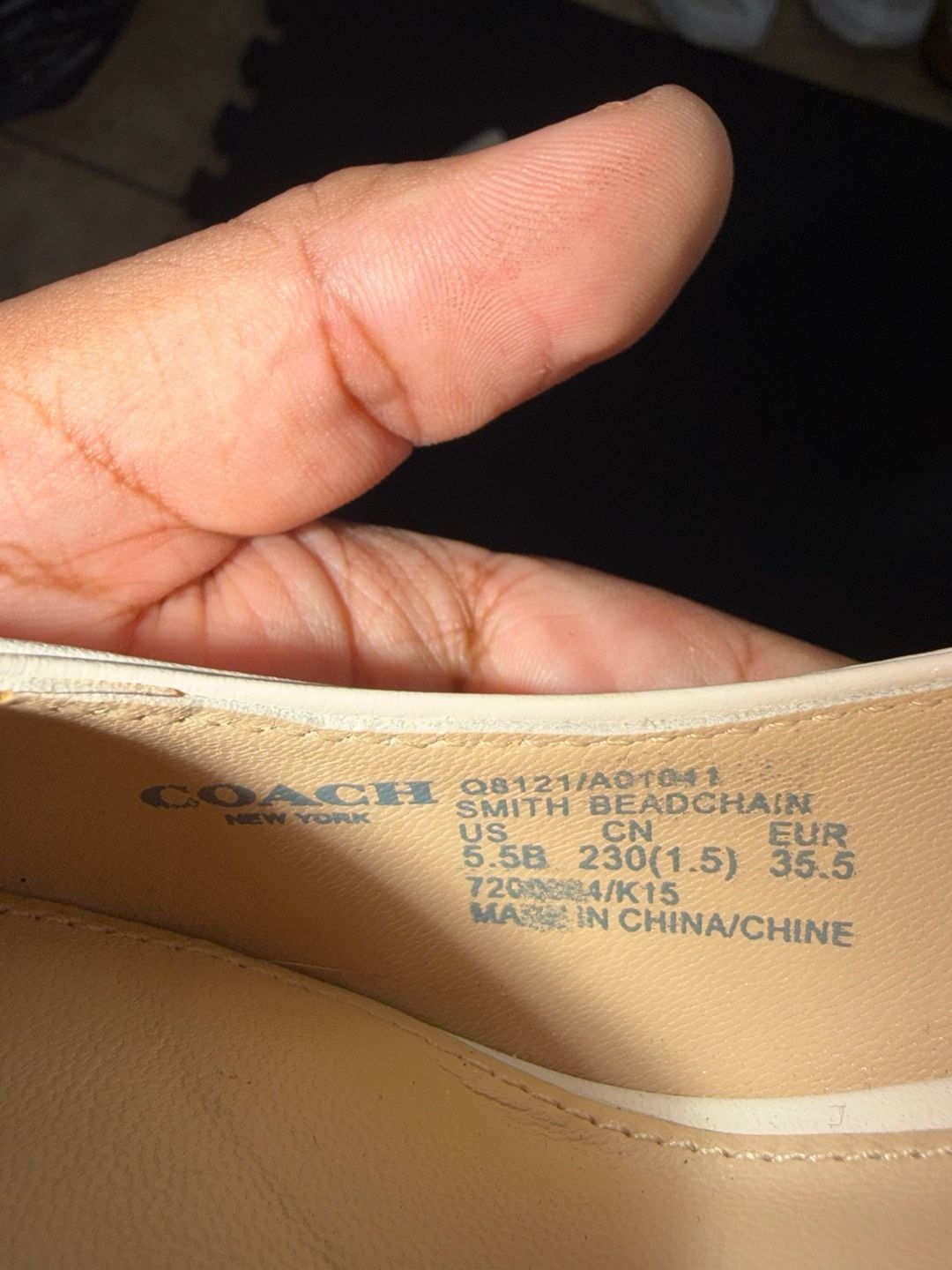 Coach Smith Beadchain Cream Leather Pointed Toe Pumps Heels Size 5.5B 6