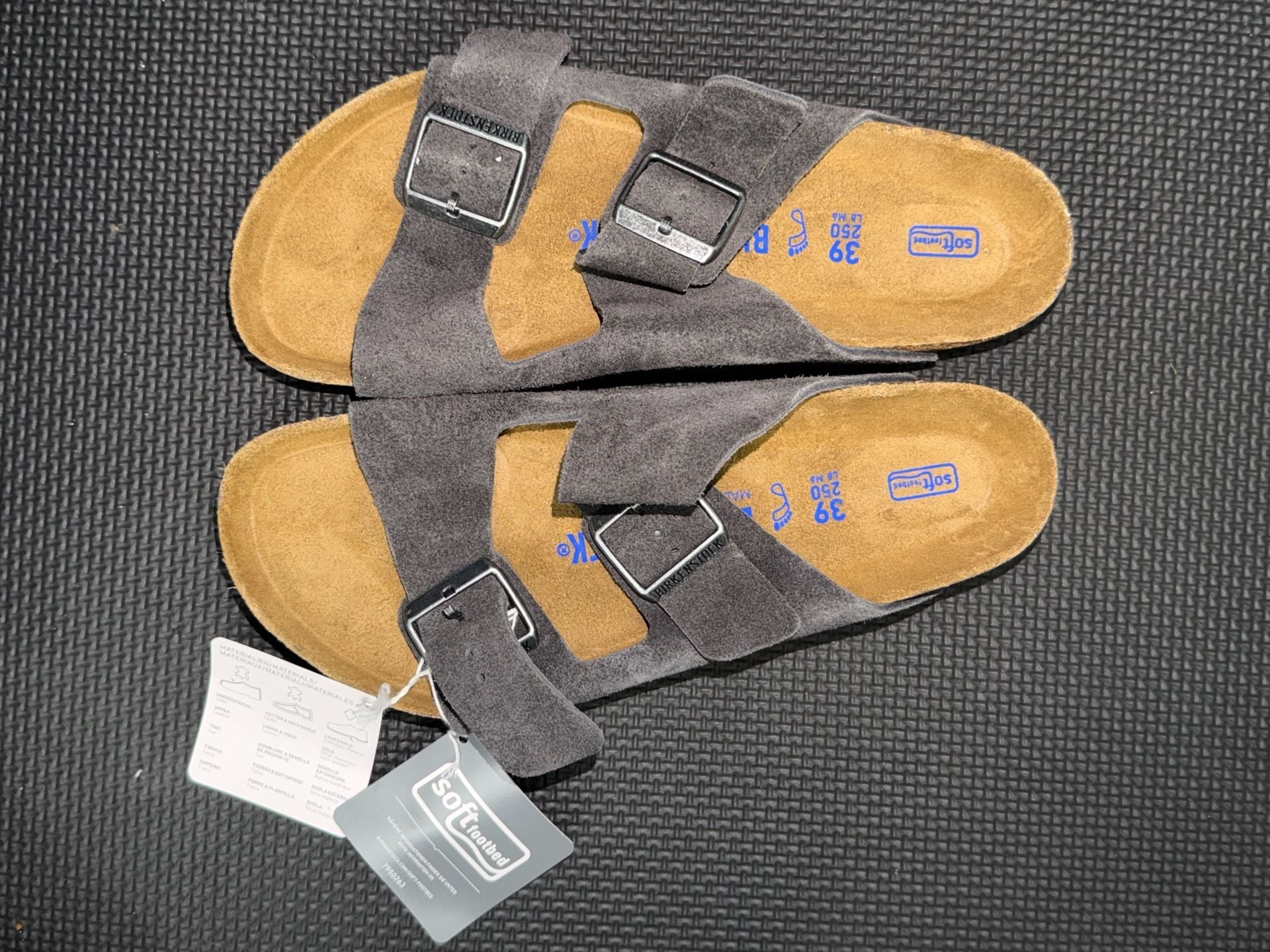 Birkenstock Arizona Soft Footbed Suede Sandals Grey Size 39 2