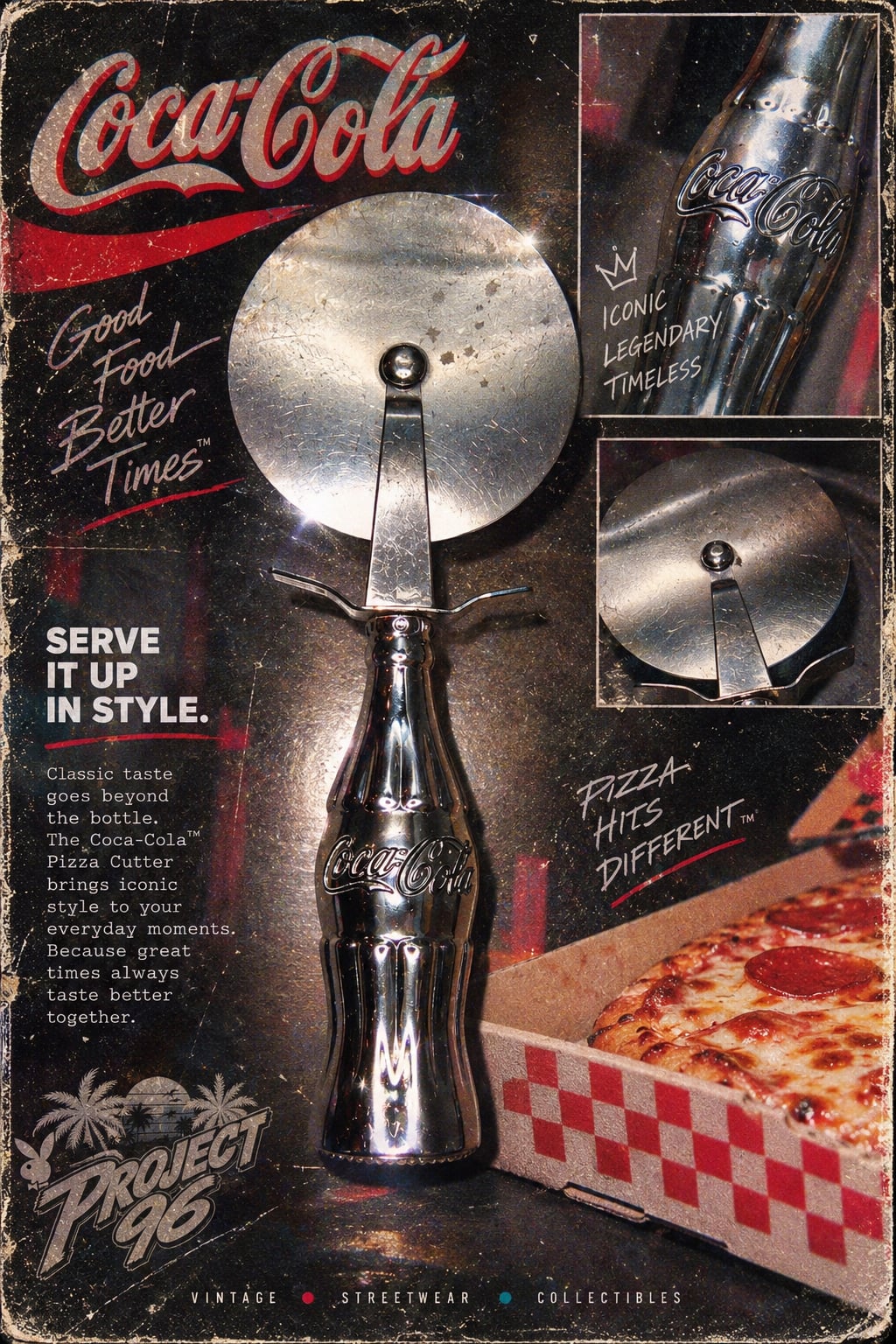 Coca-Cola Chrome Plated Metal Pizza Cutter 1