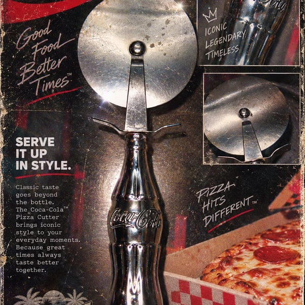 Coca-Cola Chrome Plated Metal Pizza Cutter