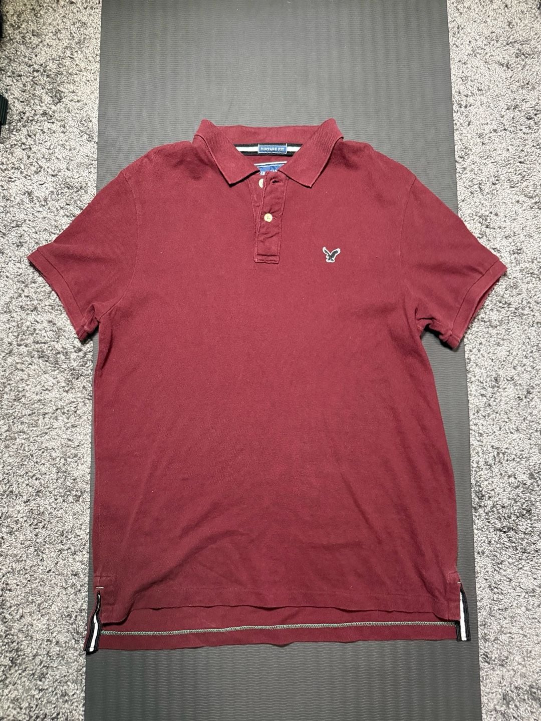 American Eagle Outfitters Men's Vintage Fit Eagle Polo Shirt Maroon XL 2