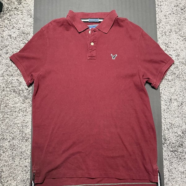 American Eagle Outfitters Men's Vintage Fit Eagle Polo Shirt Maroon XL