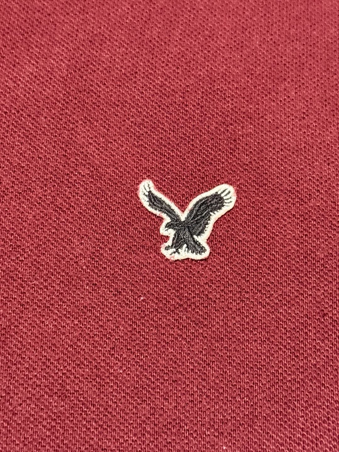 American Eagle Outfitters Men's Vintage Fit Eagle Polo Shirt Maroon XL 5
