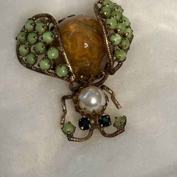 Schreiner New York Vintage Gold-Tone Insect Beetle Brooch
