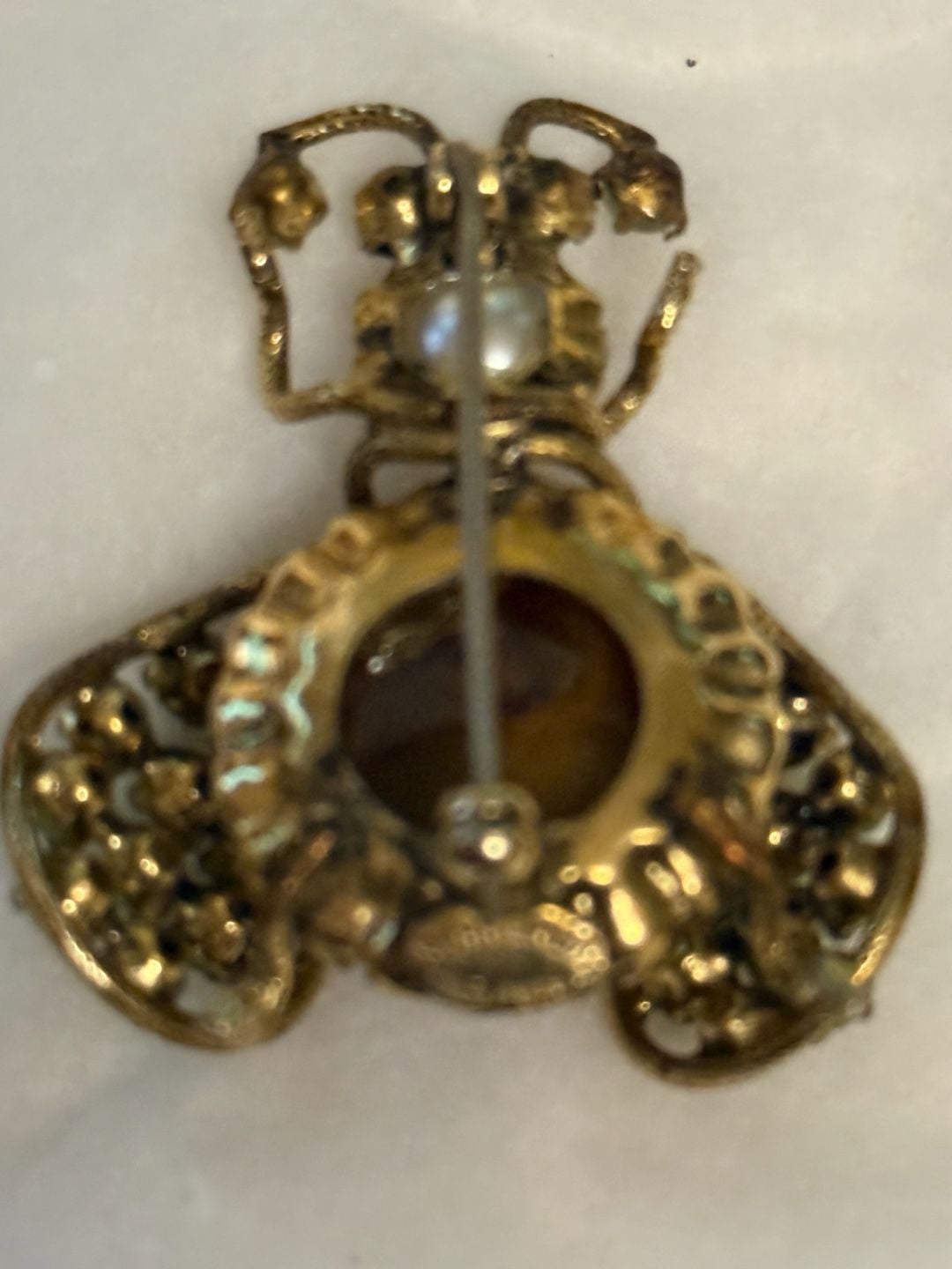 Schreiner New York Vintage Gold-Tone Insect Beetle Brooch 8
