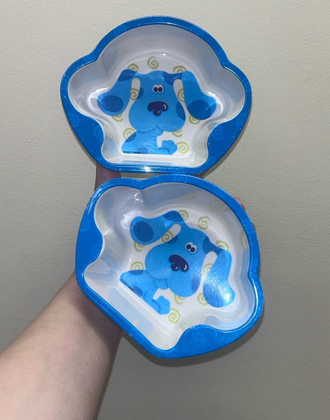 Vintage 2000 Zak Designs Blue's Clues Melamine Paw Shape Bowl Set of 2 1
