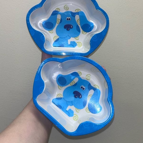 Vintage 2000 Zak Designs Blue's Clues Melamine Paw Shape Bowl Set of 2