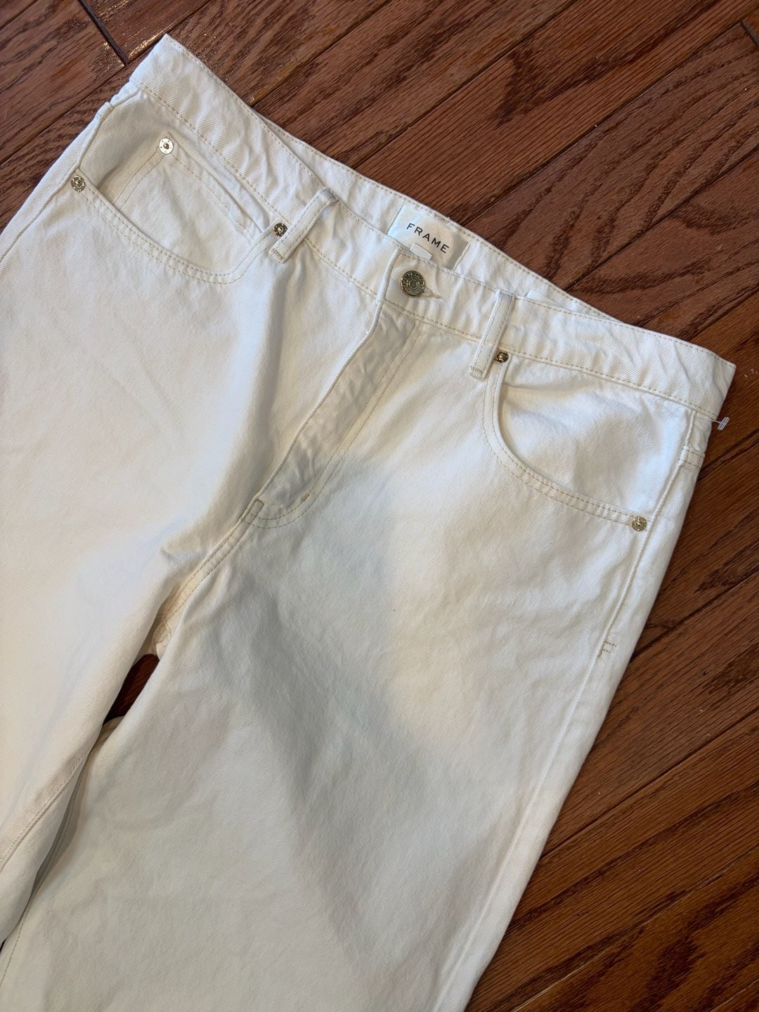 FRAME Low Slung Barrel White Denim Jeans Size 30 2